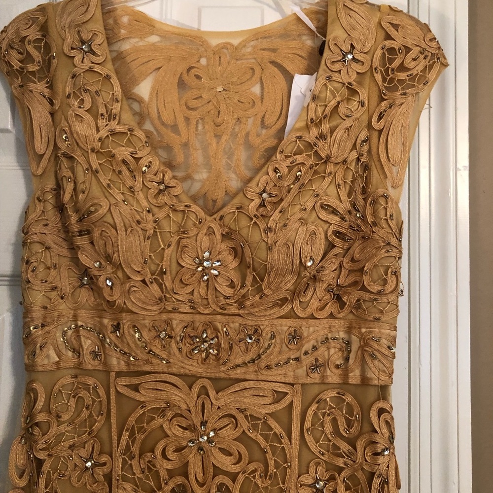 Gold, slightly sequined sue wong long dress size 6